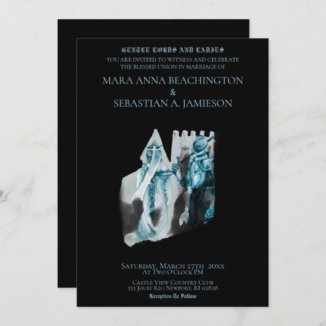 *~* Medieval Castle Princess Knight Wedding Invitation (Front/Back)