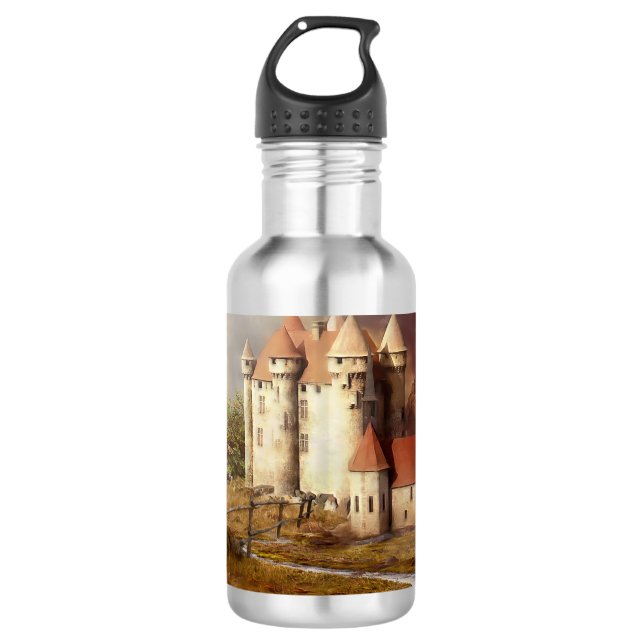 Medieval Castle River Run Stainless Steel Water Bottle (Front)