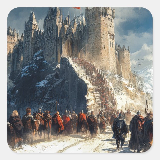 Medieval Castle Square Sticker (Front)
