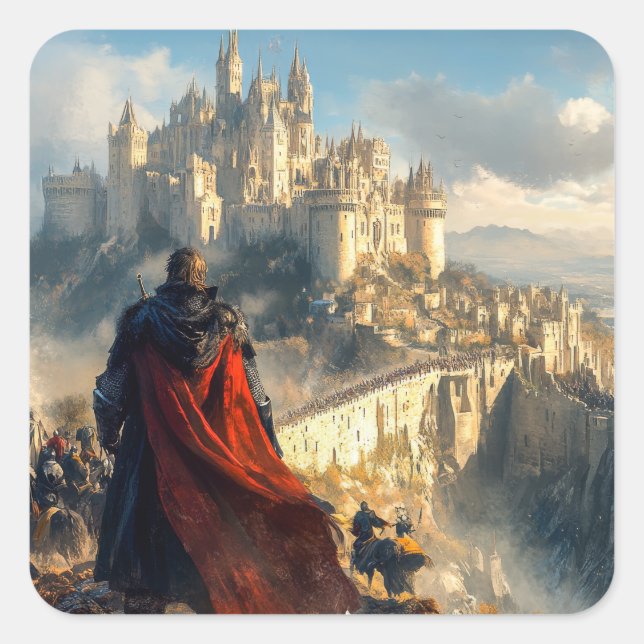Medieval Castle Square Sticker (Front)