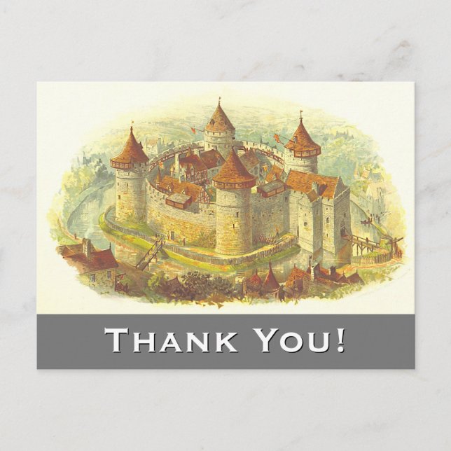 Medieval Castle "Thank You!" Postcard (Front)