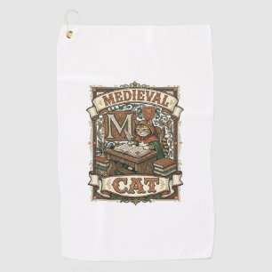 Medieval Cat Cat Medieval Manuscript Vintage Golf Towel