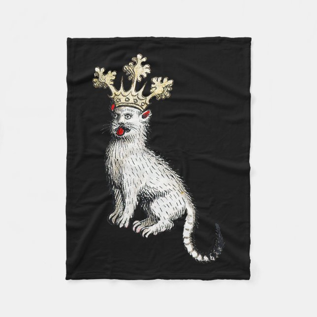 Medieval Cat King Antique Middle Ages Germany  Fleece Blanket (Front)
