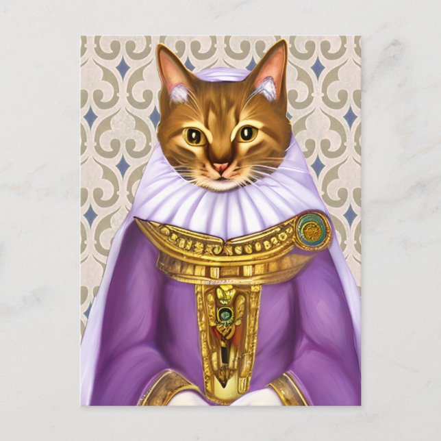 Medieval Cat Maiden Postcard (Front)