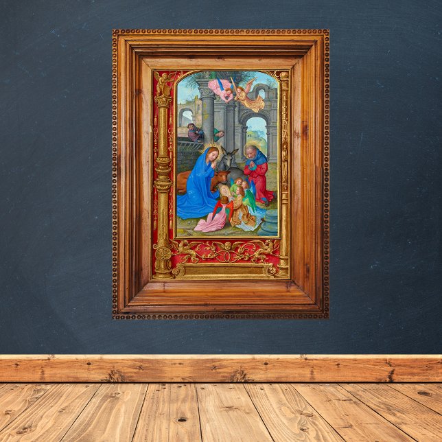 Medieval Catholic Christian Christmas Nativity Poster (Vintage Medieval Traditional Religious Christian Catholic Christmas Nativity Scene poster)