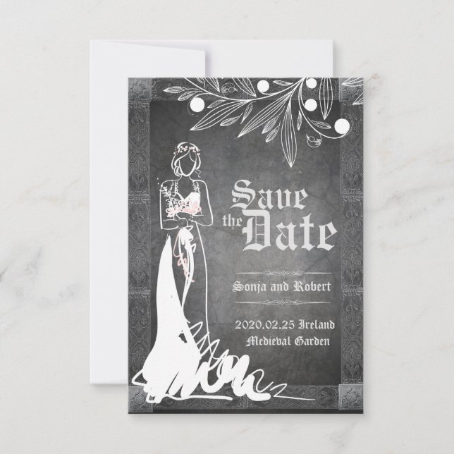 Medieval Celtic Bride Stone Wedding Invitation (Front)