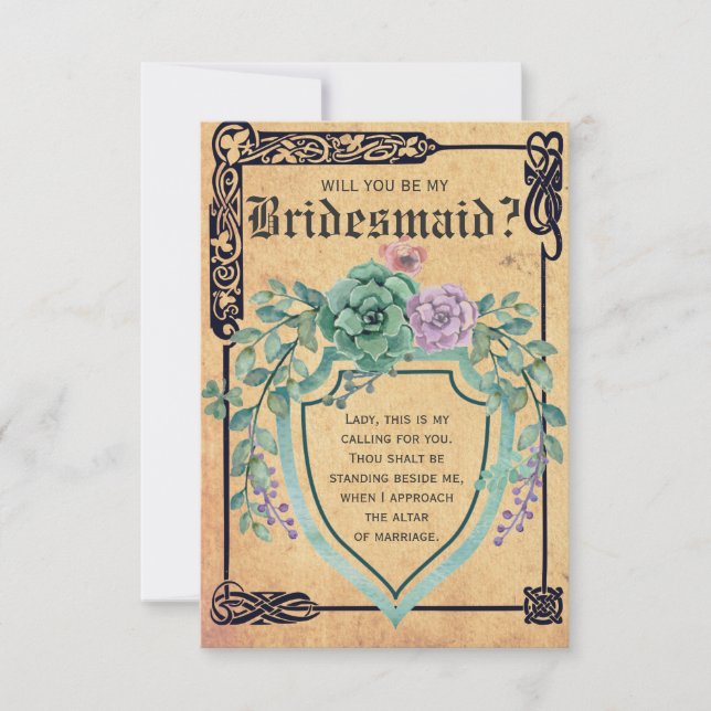 Medieval Celtic Flower Will you be my Bridesmaid? Invitation (Front)