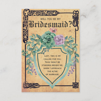 Medieval Celtic Flower Will you be my Bridesmaid? Invitation