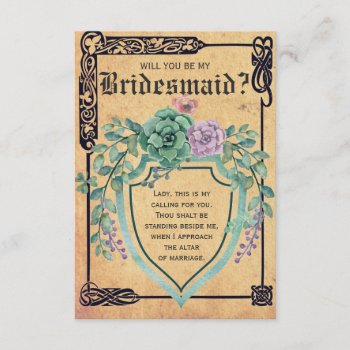 Medieval Celtic Flower Will You Be My Bridesmaid? Invitation by arcueid at Zazzle