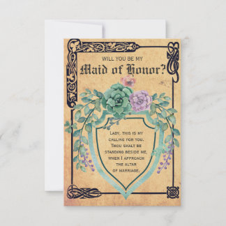 Medieval Celtic Flower Will you be my Bridesmaid? Invitation