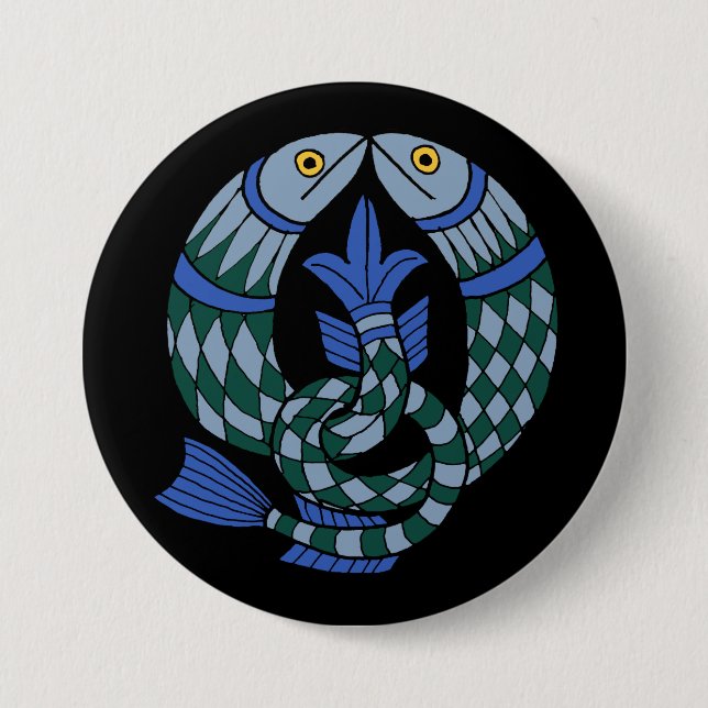 Medieval Celtic Knot Fish Button (Front)
