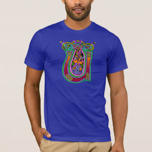 Medieval Celtic Monogram "U", Art Knots Design T-Shirt