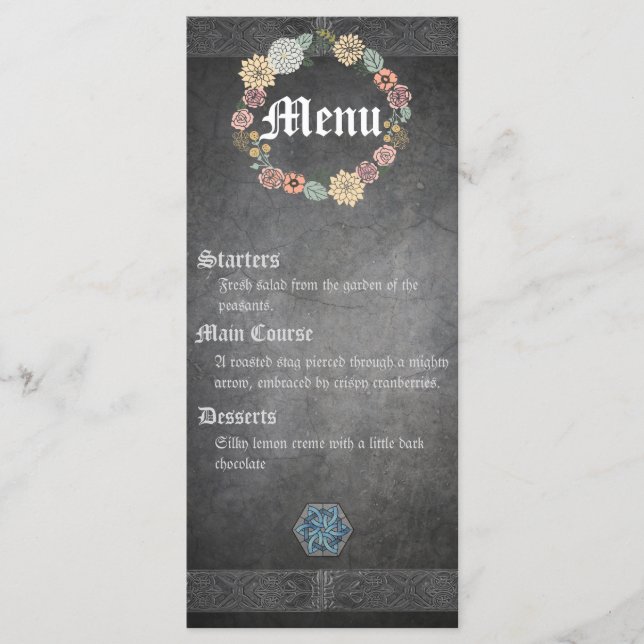 Medieval Celtic Wedding Menu Card (Front)