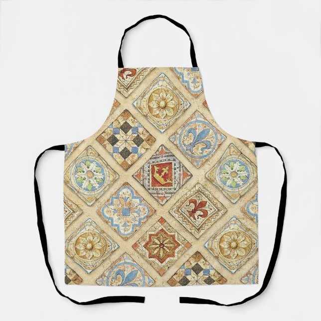 Medieval Ceramic Tile Crowns Fleur De Lis Apron (Front)