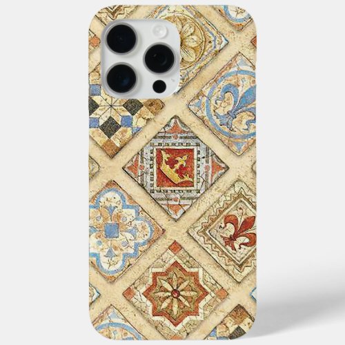 Medieval Ceramic Tile Crowns Fleur De Lis iPhone 15 Pro Max Case