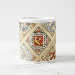 Medieval Ceramic Tile Crowns Fleur De Lis Giant Coffee Mug