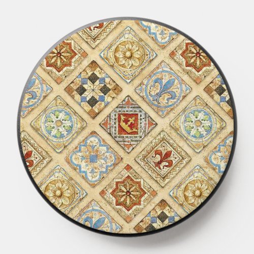 Medieval Ceramic Tile Crowns Fleur De Lis PopSocket