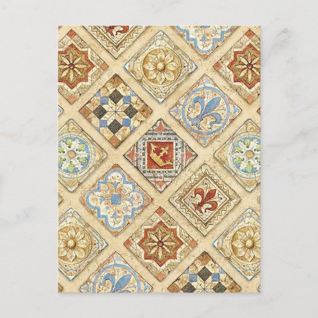 Medieval Ceramic Tile Crowns Fleur De Lis Postcard (Front)