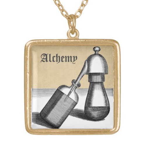 Medieval Chemistry Alchemy Gold Plated Necklace