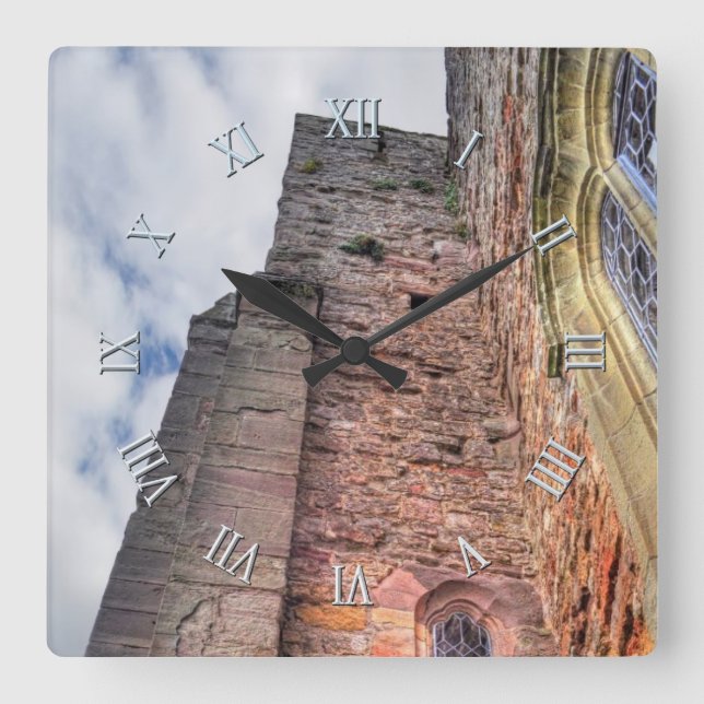 Medieval Chepstow Castle Monmouthshire, Wales, UK Square Wall Clock (Front)