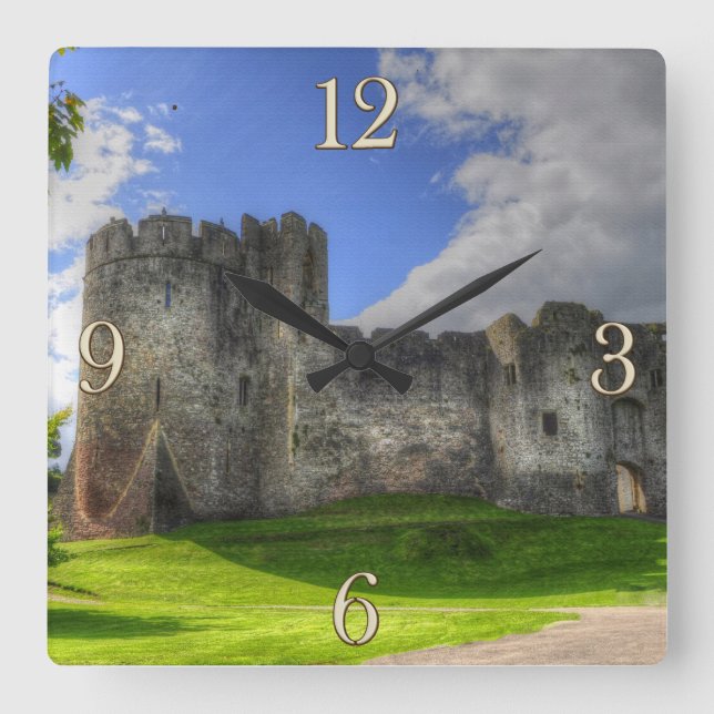 Medieval Chepstow Castle Monmouthshire, Wales, UK Square Wall Clock (Front)