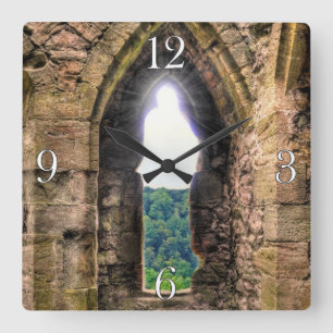 Medieval Chepstow Castle Monmouthshire, Wales, UK Square Wall Clock