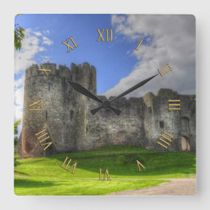 Medieval Chepstow Castle Monmouthshire, Wales, UK Square Wall Clock