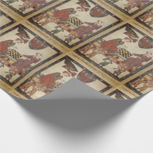 Medieval Chess Playing Music Wrapping Paper