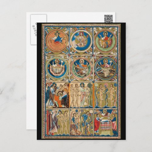 Medieval Christian Illuminated Manuscript  Postcard