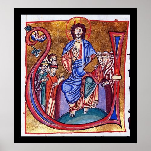Medieval Christian Religious Art Christ Enthroned Poster