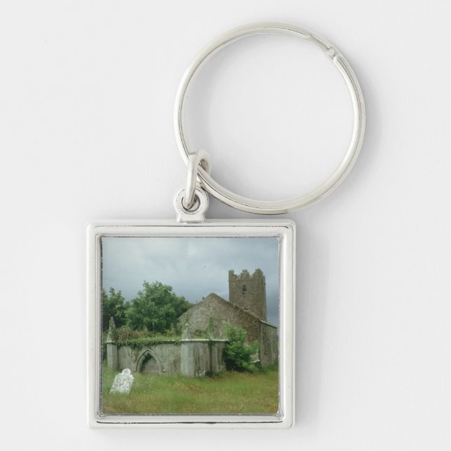 Medieval church and churchyard keychain (Front)