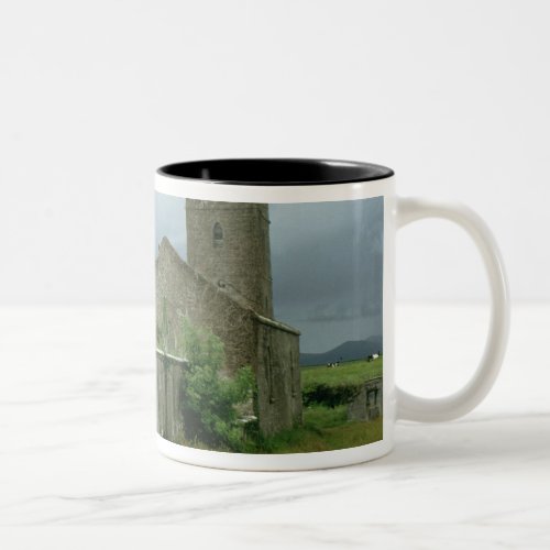 Medieval church and churchyard Two_Tone coffee mug