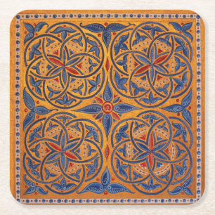 Medieval circles square paper coaster