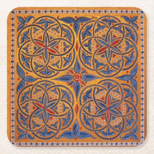 Medieval circles square paper coaster