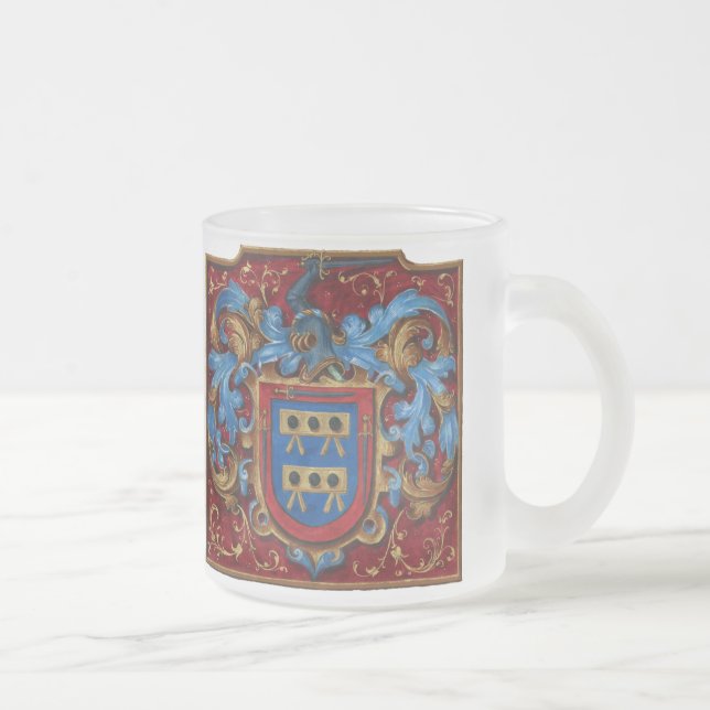 Medieval Coat of Arms Frosted Glass Coffee Mug (Right)