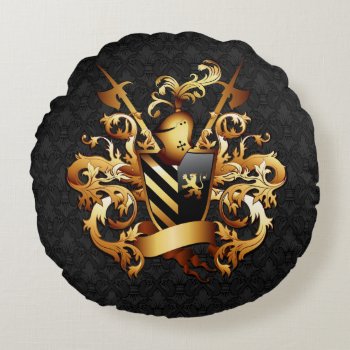 Medieval Coat Of Arms Round Pillow by FantasyPillows at Zazzle