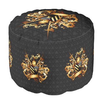 Medieval Coat Of Arms Round Pouf by FantasyPillows at Zazzle