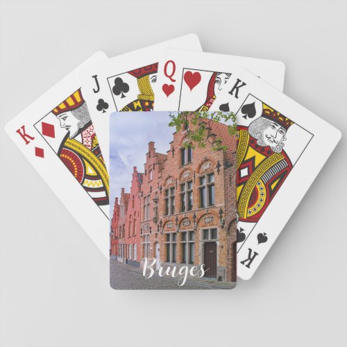 Medieval colorful brick houses in Bruges Belgium Poker Cards