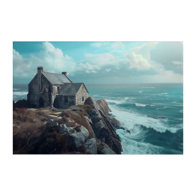 Medieval Cottage on a Cliff Acrylic Print (Front)