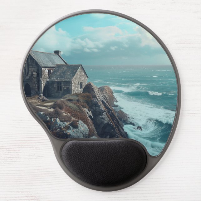 Medieval Cottage on a Cliff Gel Mouse Pad (Front)