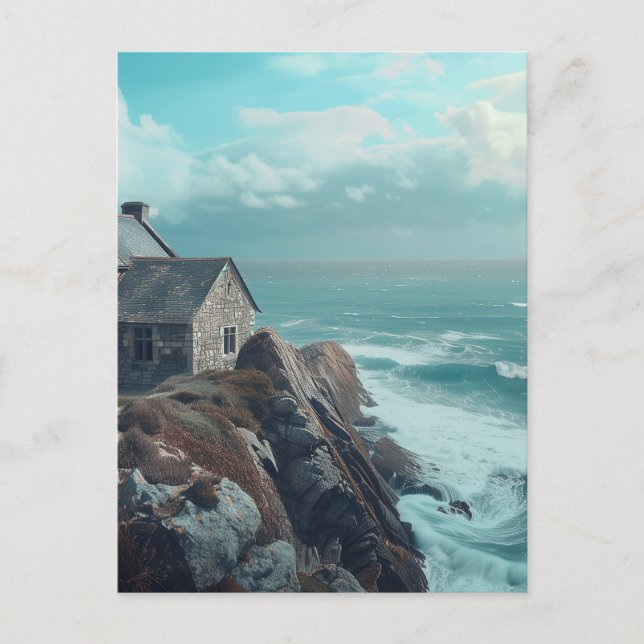 Medieval Cottage on a Cliff Postcard (Front)