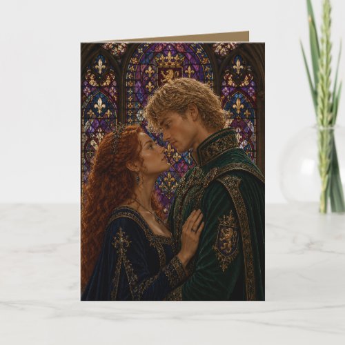 Medieval couple anniversary valentine card