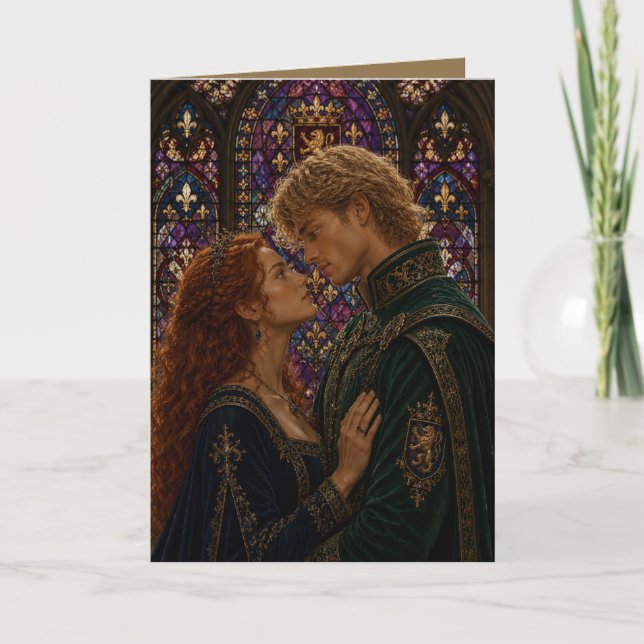 Medieval couple anniversary valentine card (Front)