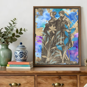 Medieval Couple Decoupage Tissue Paper with Flower