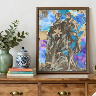 Medieval Couple Decoupage Tissue Paper with Flower