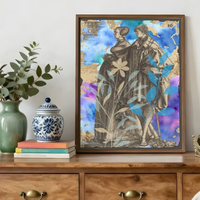 Medieval Couple Decoupage Tissue Paper with Flower (Creator Uploaded)