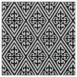 Medieval Cross Damask - Black and White Fabric