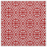 Medieval Cross Damask - Deep Red and White Fabric