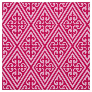 Medieval Cross Damask - Fuchsia Pink Fabric