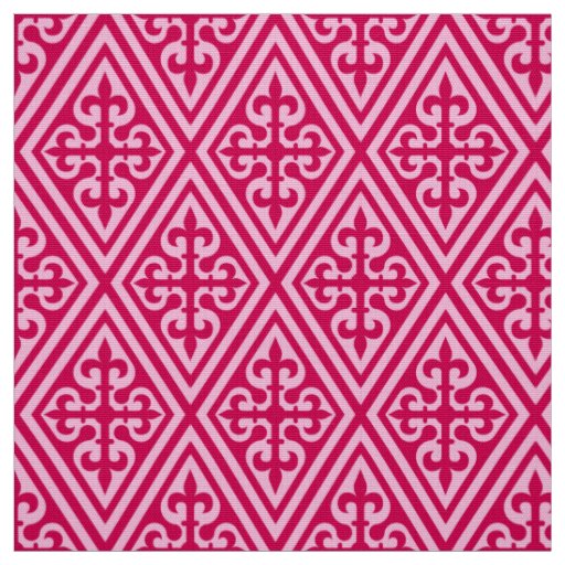 Medieval Cross Damask - Fuchsia Pink Fabric
